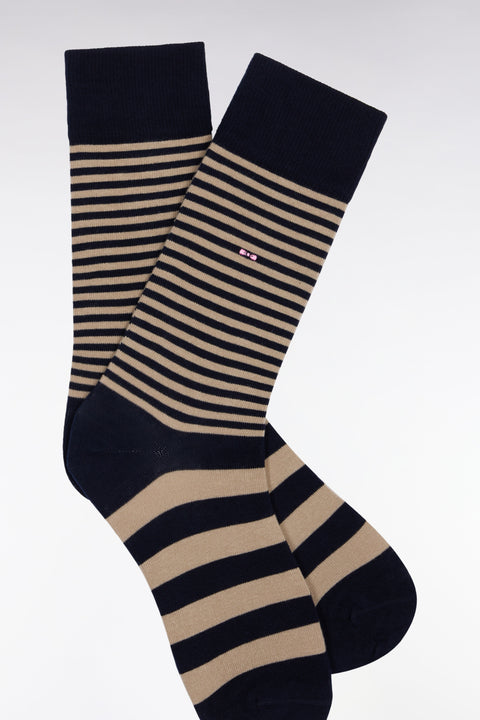 Chaussettes rayées en coton mélangé marine - Image 2