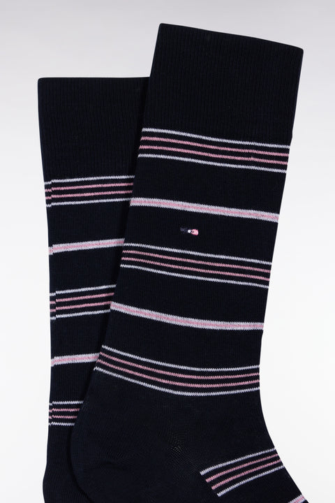 Chaussettes rayées en coton mélangé bleues - Image 2