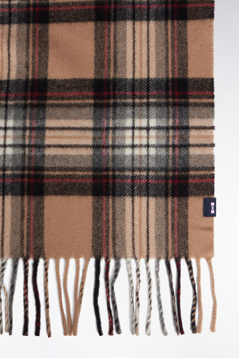 Écharpe en laine vierge à motifs Tartan camel - Image 1