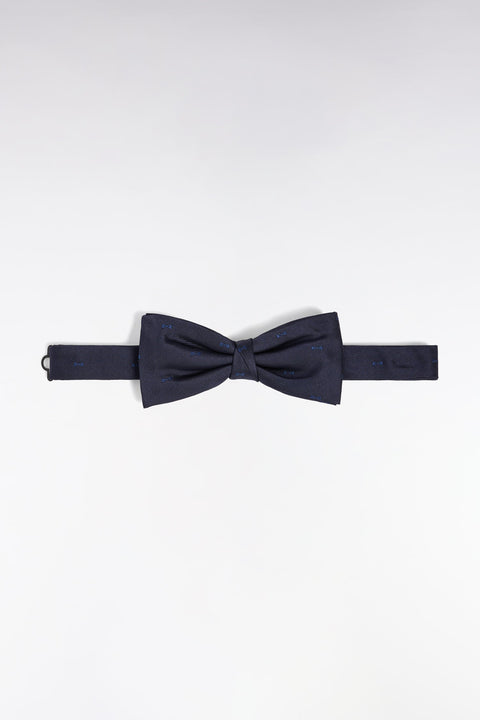 Nœud papillon en soie marine à micro-motifs nœuds papillon bleus - Image 1