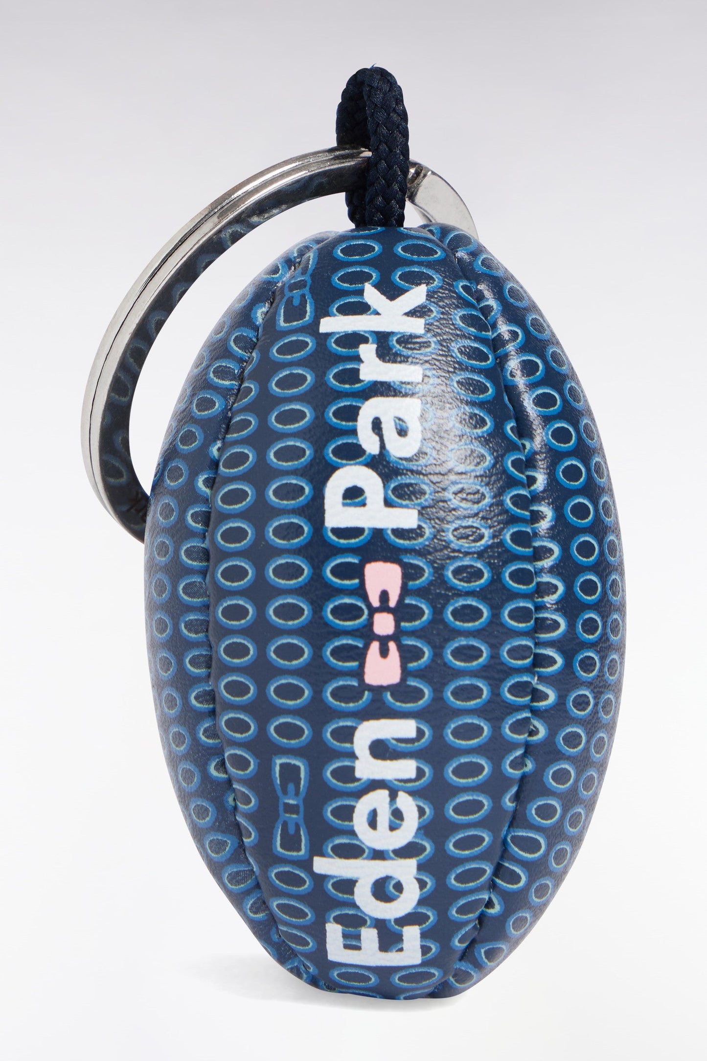 Porte-clés ballon de rugby à micro-motifs marine