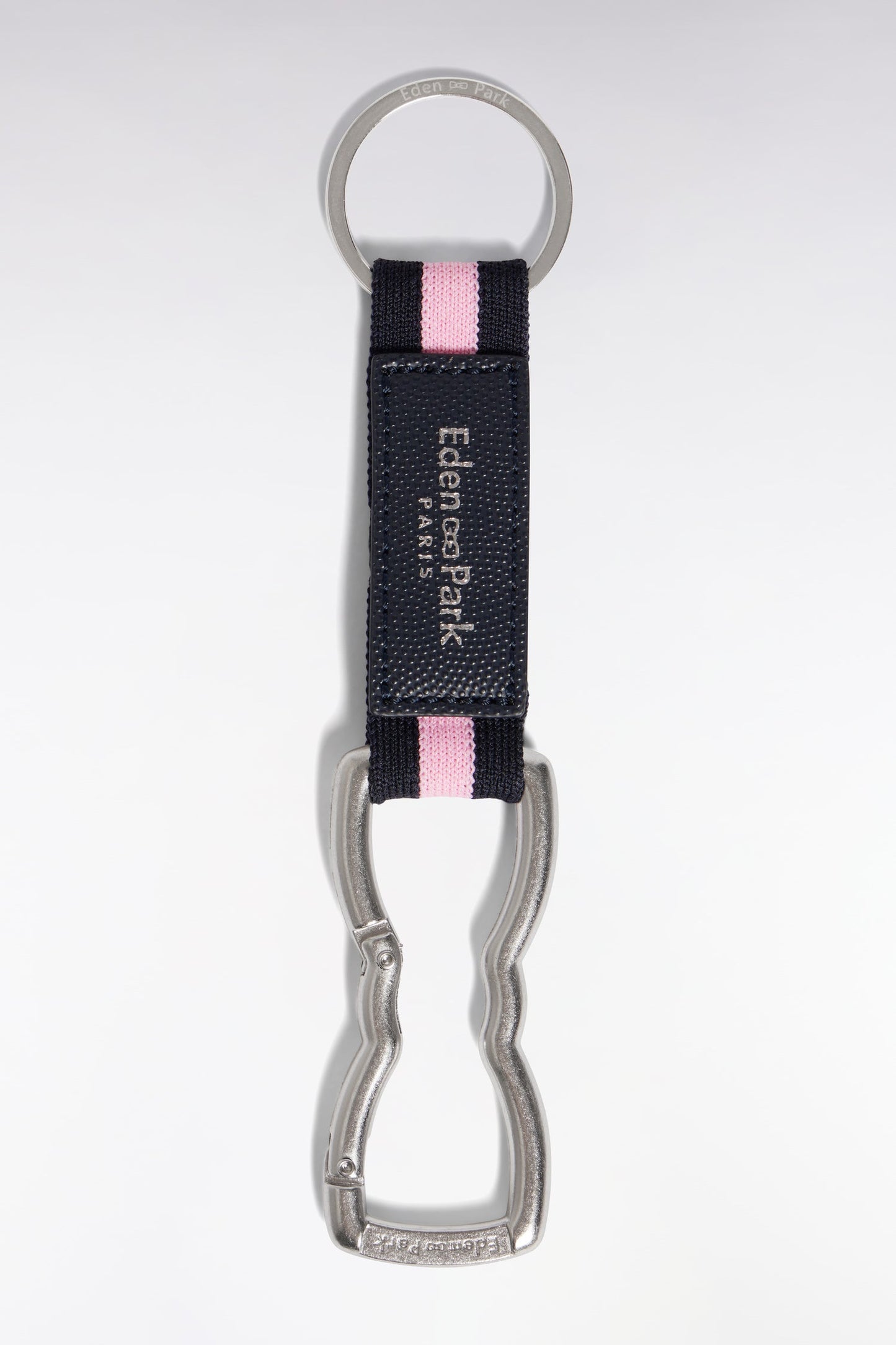 Porte-clés mousqueton noir et rose