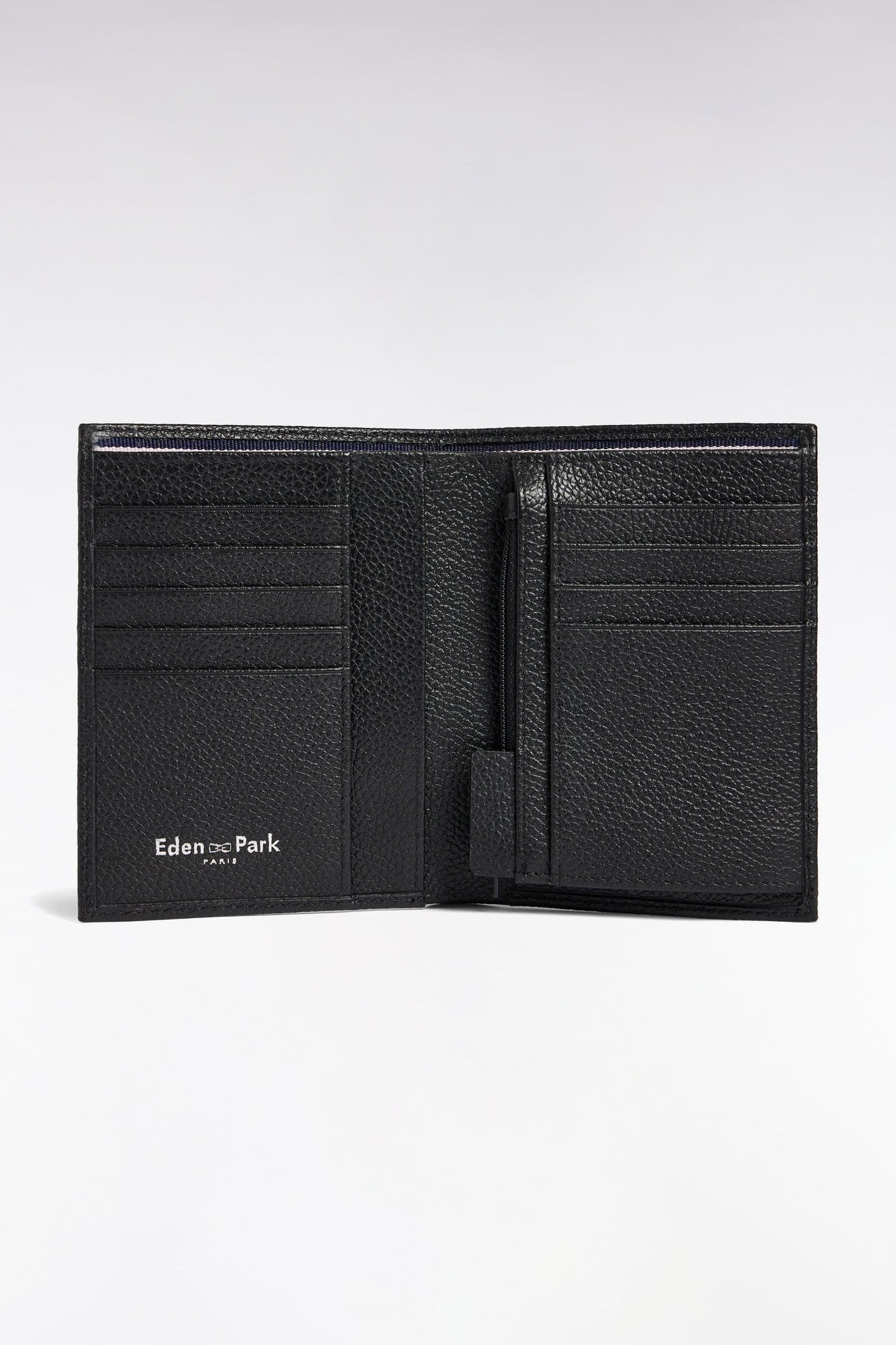 Portefeuille français en cuir grainé noir