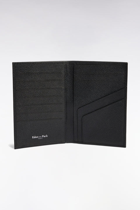 Portefeuille français en cuir grainé noir - Image 1