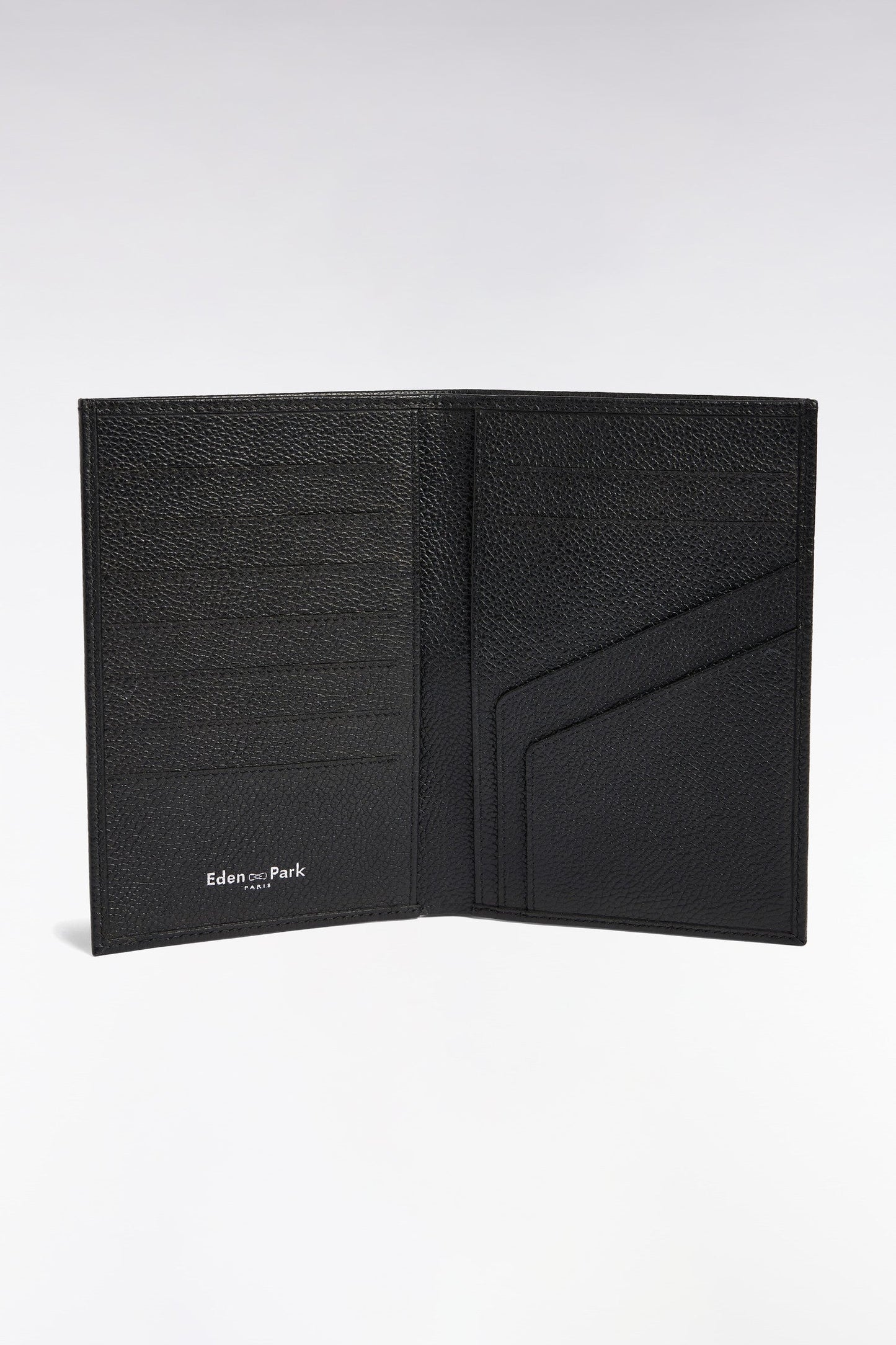 Portefeuille français en cuir grainé noir