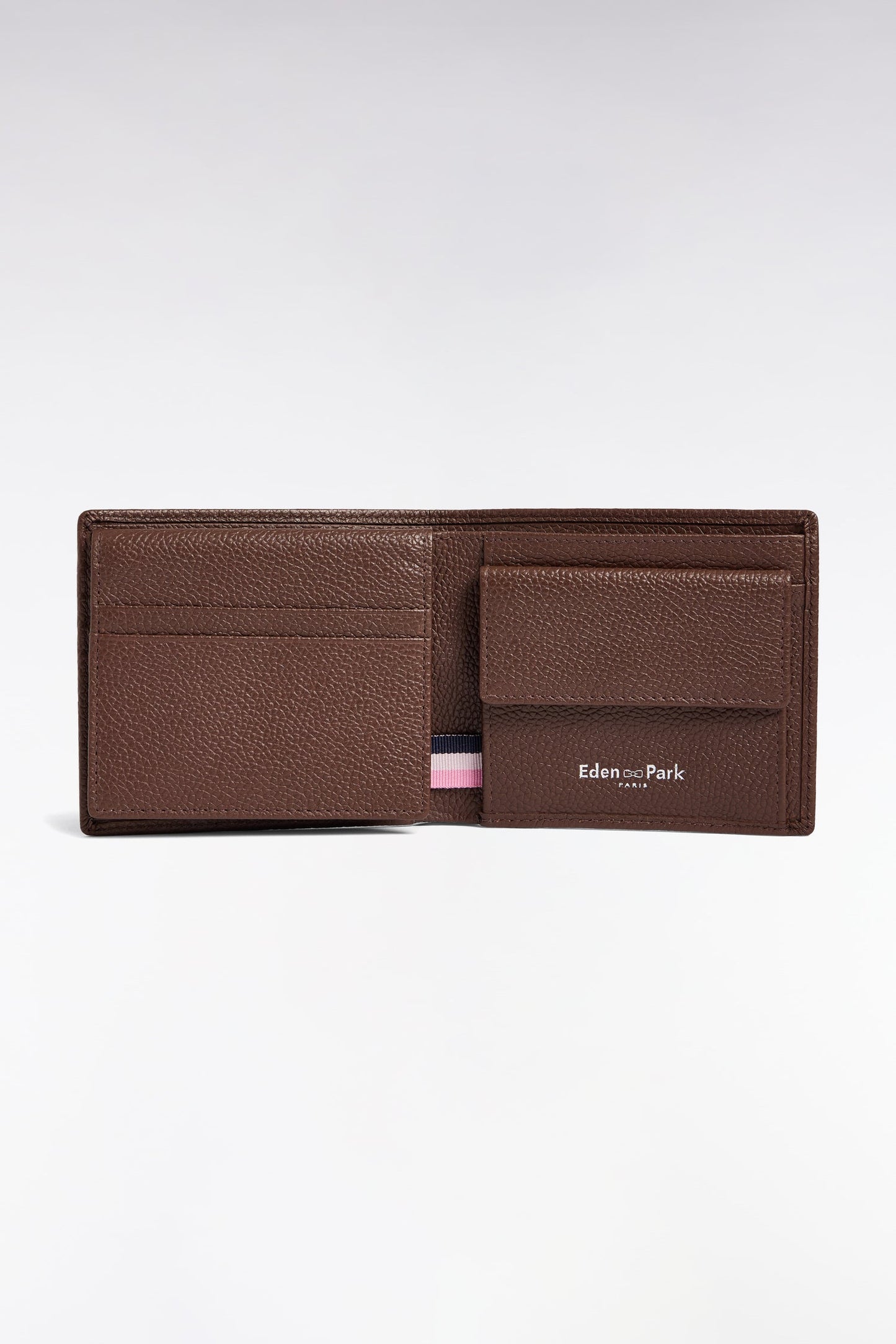 Portefeuille italien en cuir grainé marron