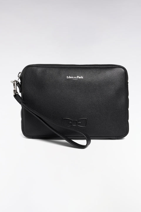 Pochette en cuir grainé noire - Image 1
