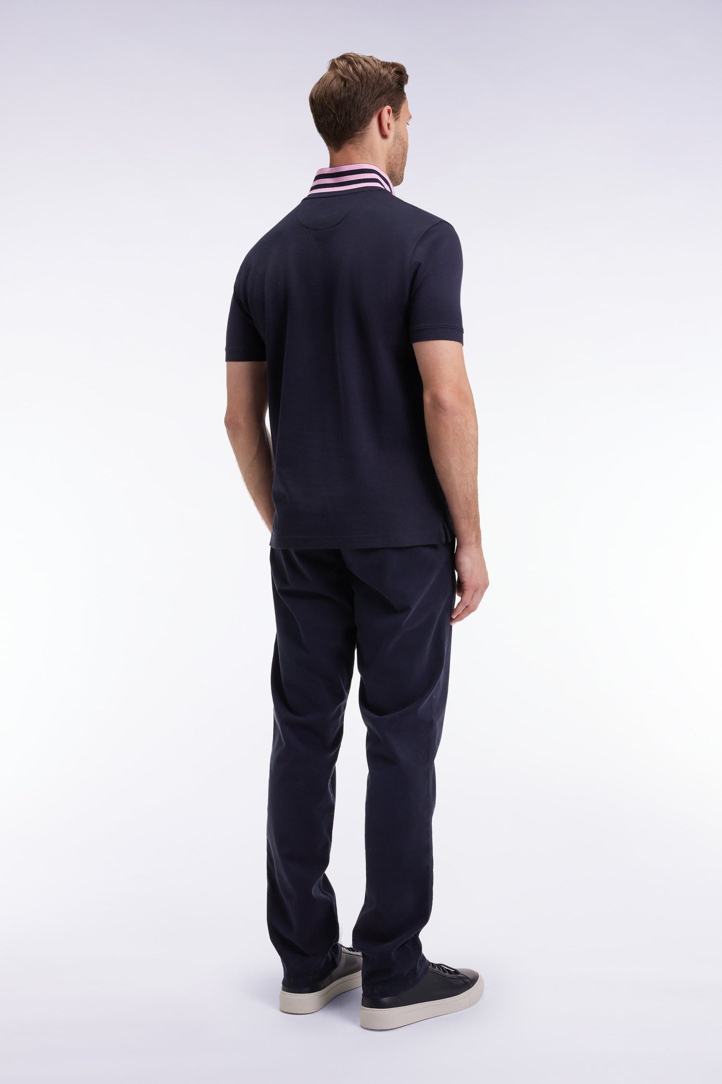 Pantalon chino sans plis en coton stretch marine