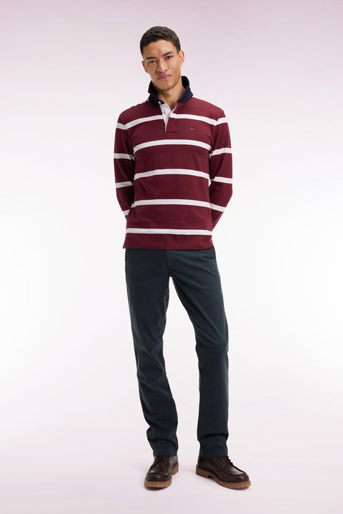 Pantalon chino sans plis en coton stretch vert bouteille - Image 1