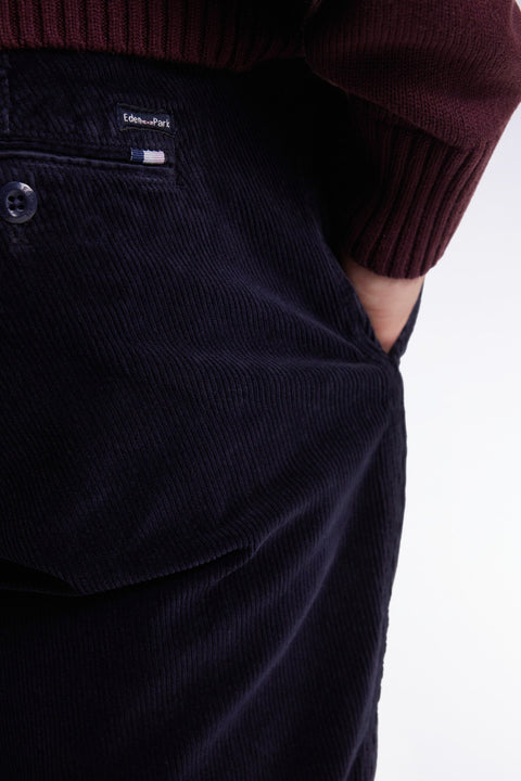 Pantalon chino sans plis en velours stretch marine - Image 3