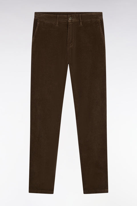 Pantalon chino sans plis en velours stretch kaki - Image 2