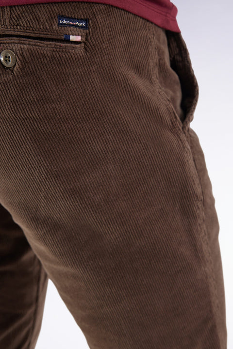 Pantalon chino sans plis en velours stretch kaki - Image 3