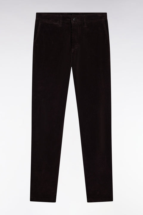 Pantalon chino sans plis en velours stretch marron - Image 2