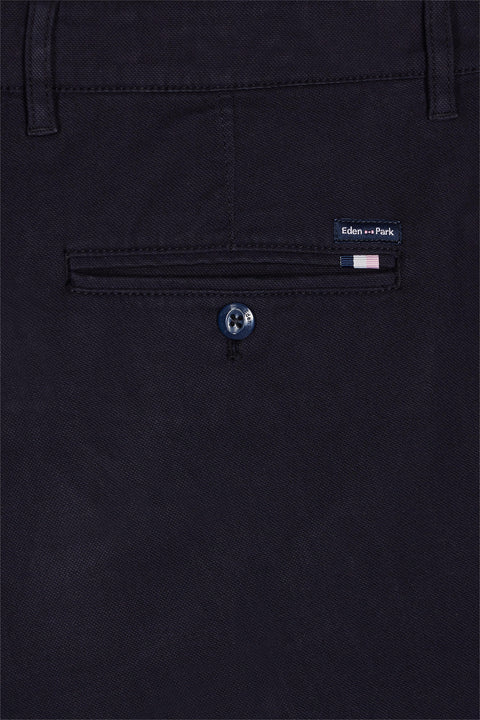 Pantalon chino sans plis en coton piqué stretch marine - Image 2