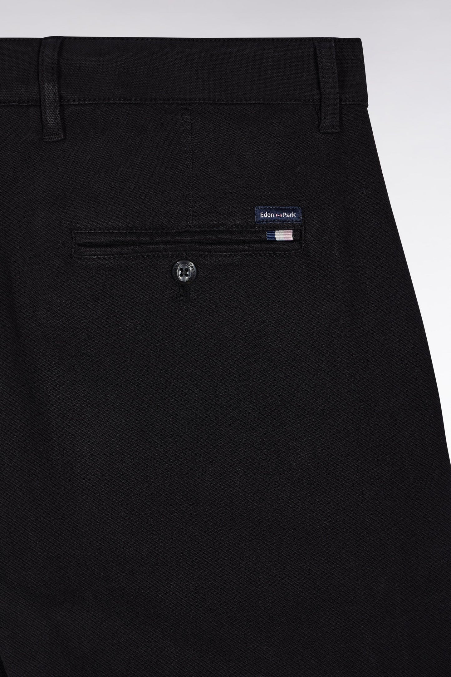 Pantalon chino sans plis en coton piqué stretch noir
