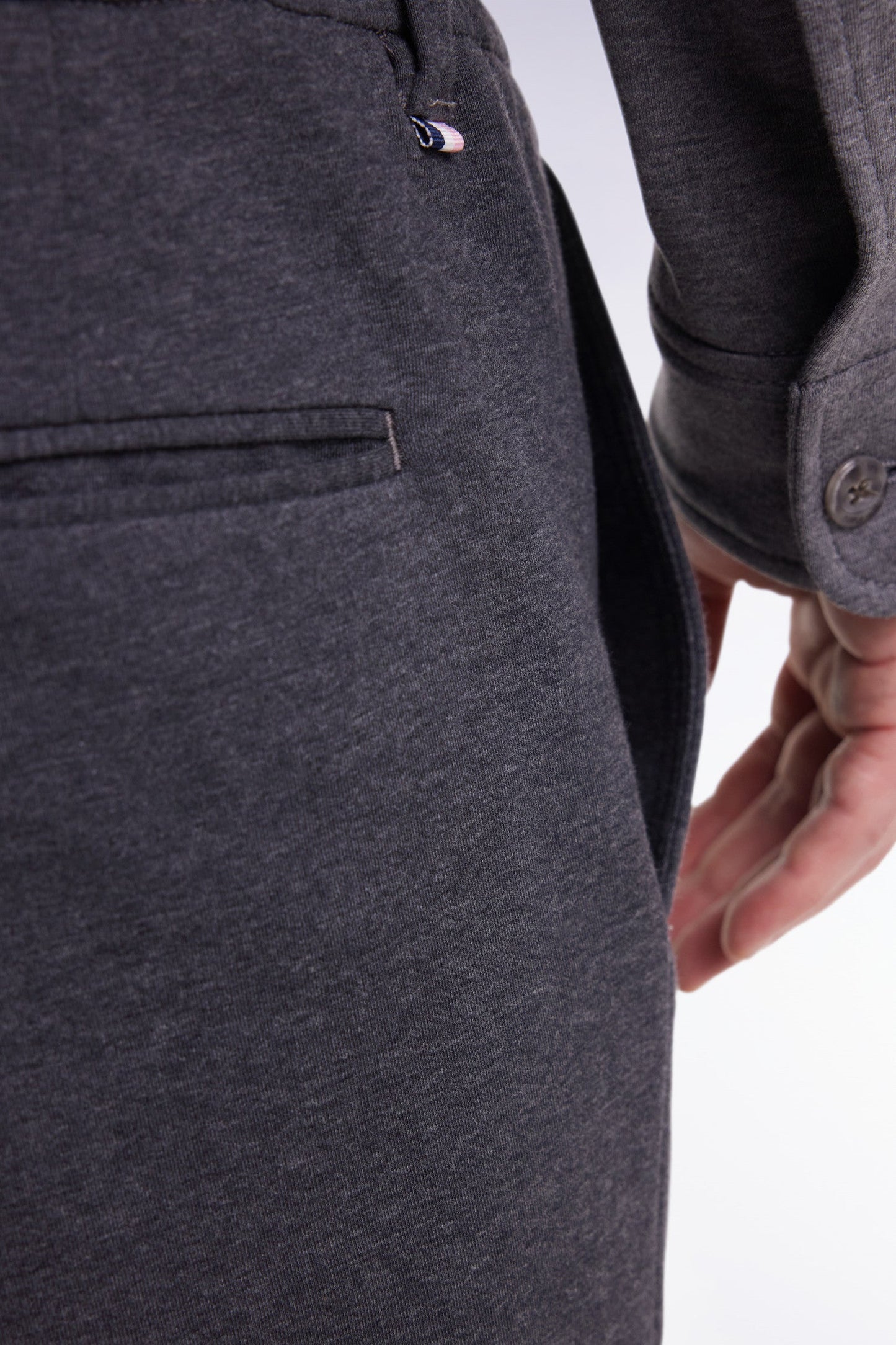 Pantalon en jersey double face à taille élastique gris coupe Modern