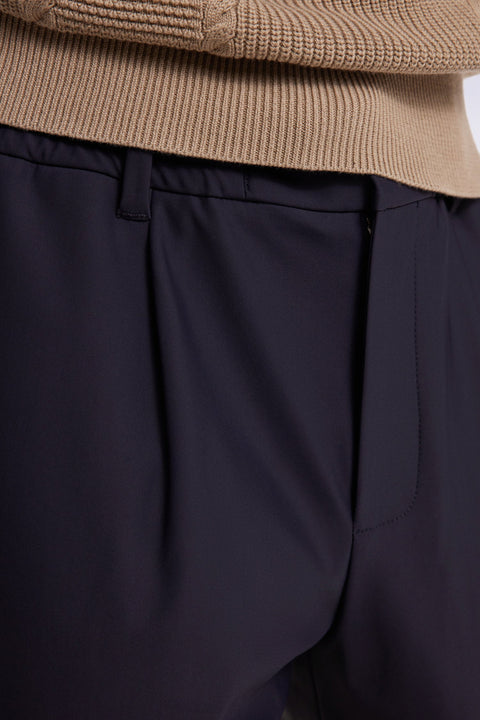 Pantalon à taille élastique en jersey technique marine coupe Modern - Image 2