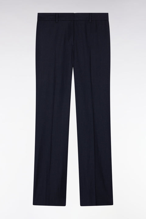 Pantalon flare en flanelle de laine stretch marine - Image 2