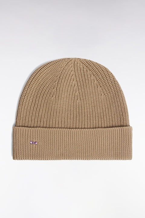 Bonnet en coton tricoté beige - Image 1