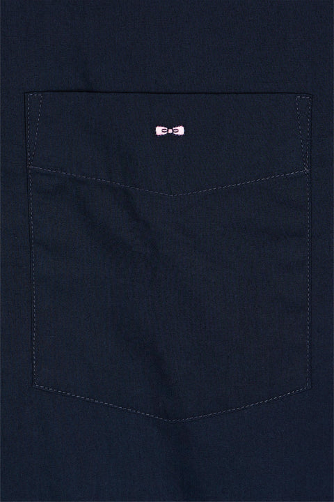 Chemise à manches courtes noire intérieur de col imprimé coupe droite - Image 1