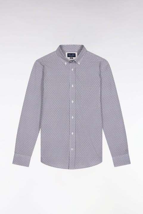 Chemise en coton à micro-motifs nœuds papillon bleus coupe droite - Image 2