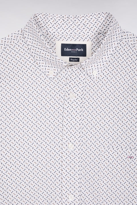 Chemise en coton blanc à micro-motifs nœuds papillon coupe droite - Image 2