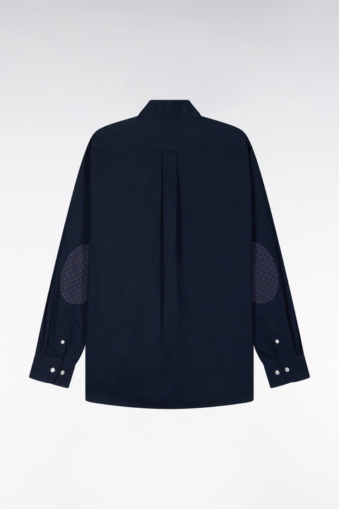 Chemise en coton marine à coudière imprimées coupe droite - Image 2