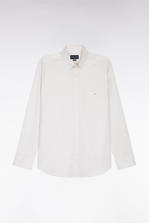 Chemise en coton piqué blanc coupe droite - Image 2