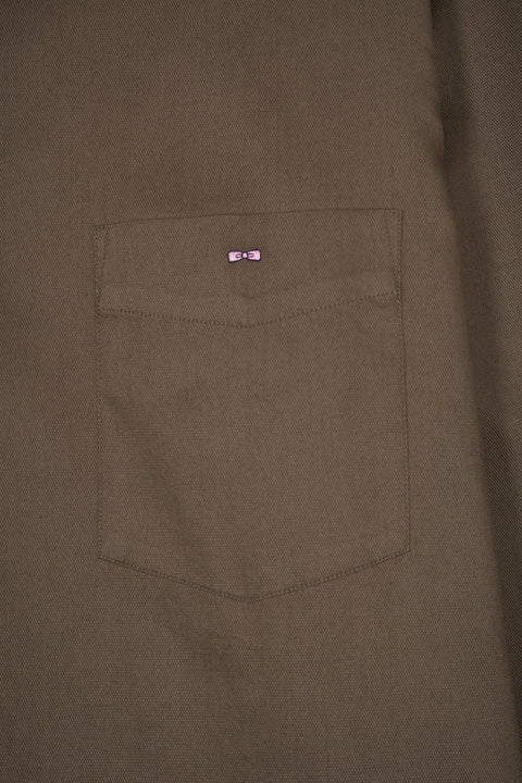 Chemise en coton piqué kaki coupe droite - Image 2