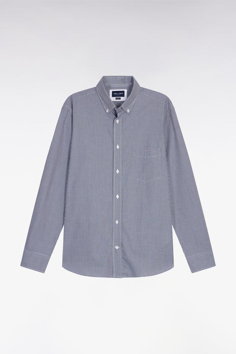 Chemise vichy en popeline de coton marine coupe droite - Image 2