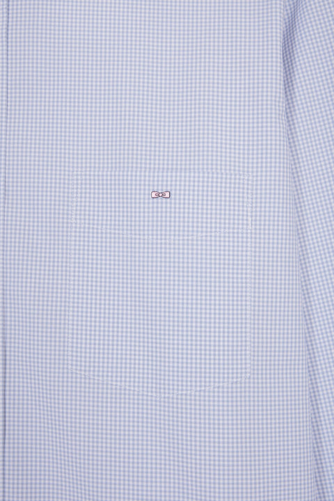 Chemise vichy en popeline de coton bleue coupe droite - Image 2