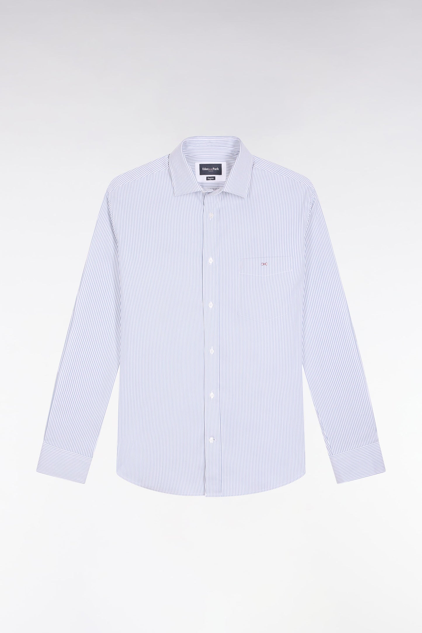 Chemise rayée en coton ciel coupe droite