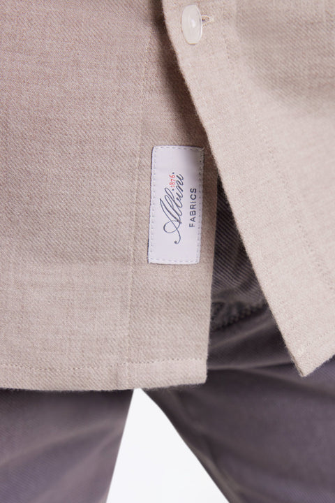 Chemise en flanelle beige coupe droite - Image 3