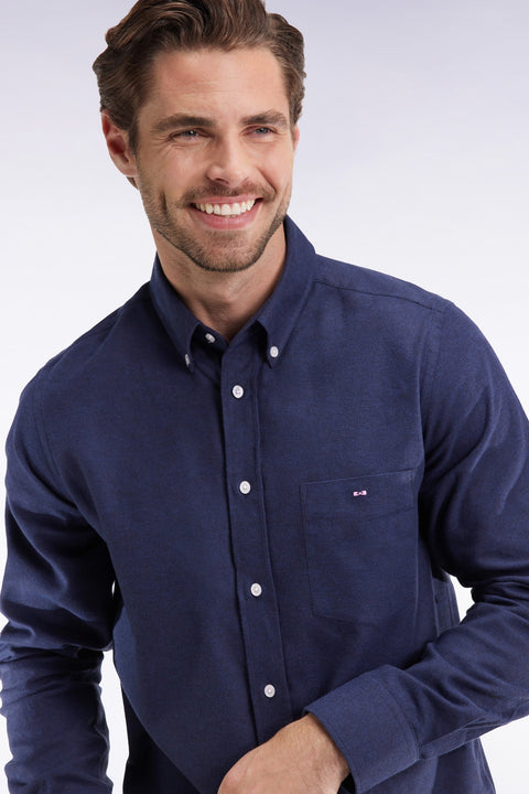 Chemise en flanelle marine coupe droite - Image 3