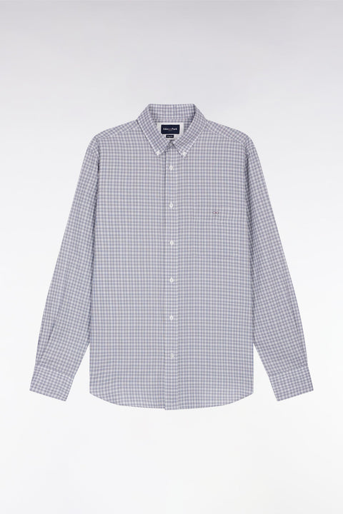 Chemise en coton à carreaux gris coupe droite - Image 2
