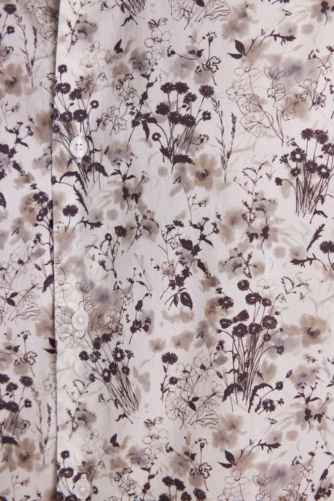Chemise à imprimé floral en coton marron coupe droite - Image 3