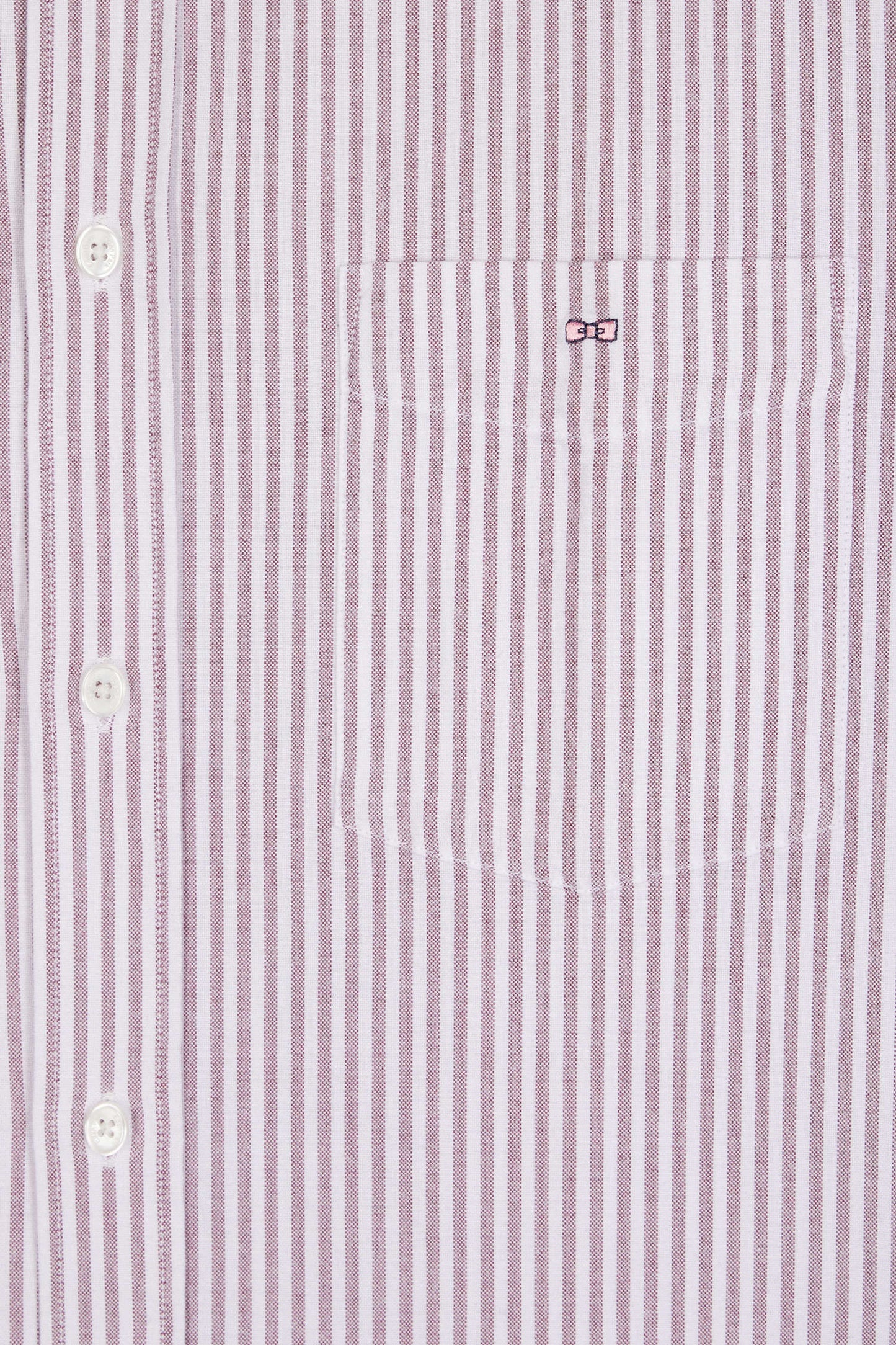 Chemise en popeline de coton rayée bordeaux coupe droite