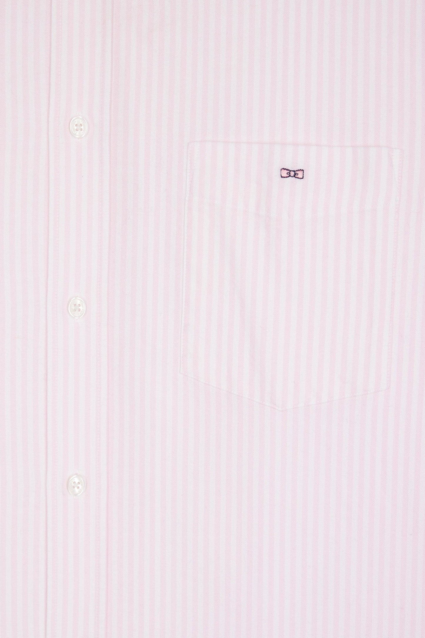 Chemise en popeline de coton rayée rose coupe droite