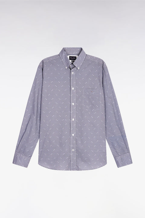 Chemise à micromotifs en coton bleu coupe droite - Image 2