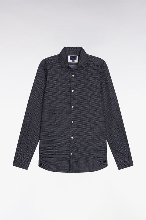 Chemise en coton à micro-motif pois rose coupe slim - Image 2