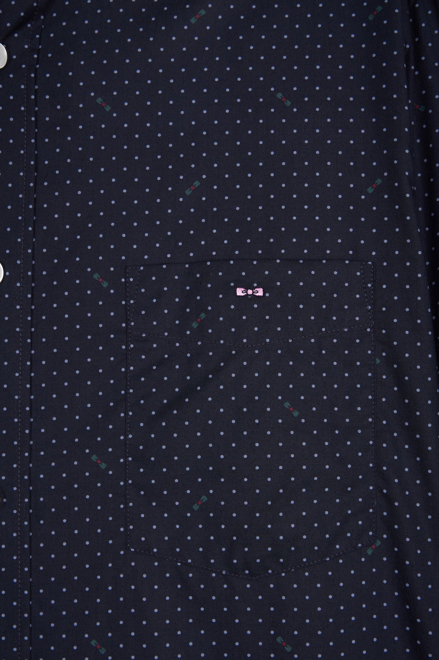 Chemise en coton Pima marine à micro-pois coupe droite