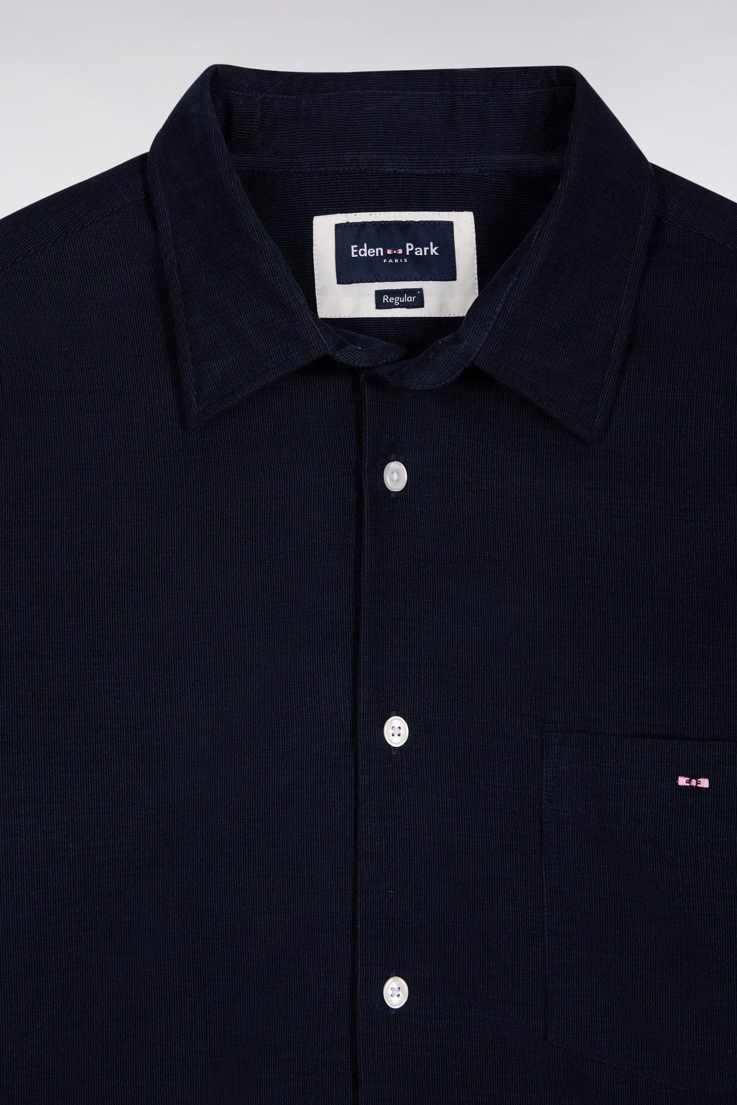 Chemise en velours marine coupe droite