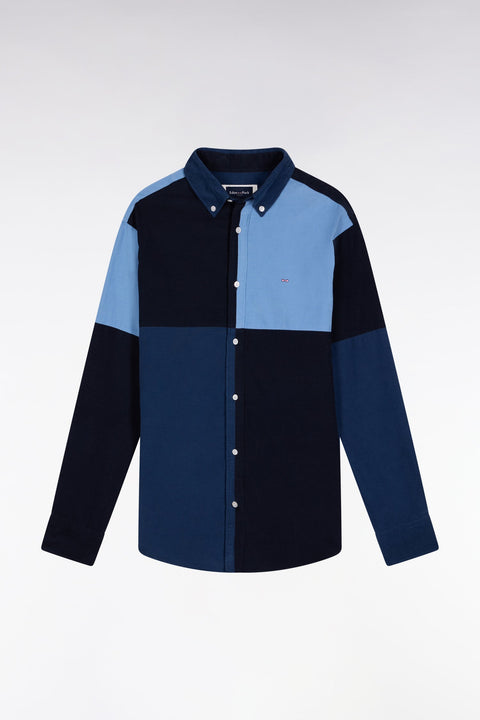 Chemise en velours quatre cadrans bleu coupe droite - Image 2