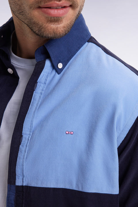 Chemise en velours quatre cadrans bleu coupe droite - Image 3