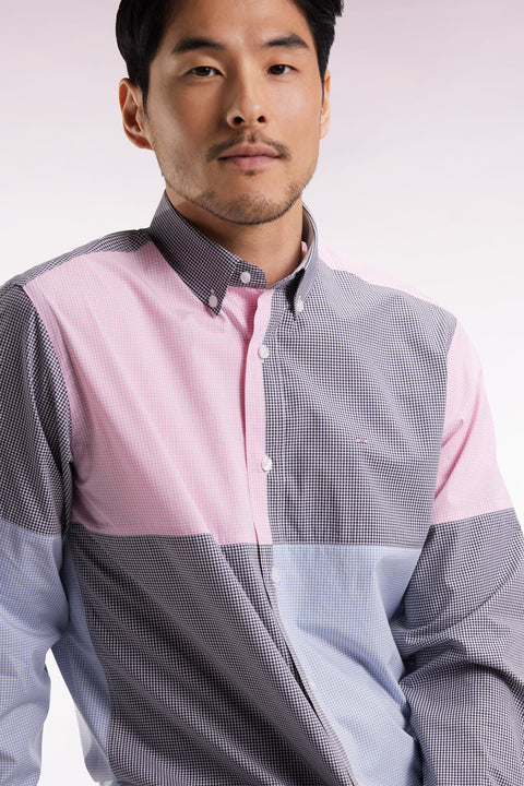 Chemise bleu et rose quatre cadrans coupe droite - Image 3