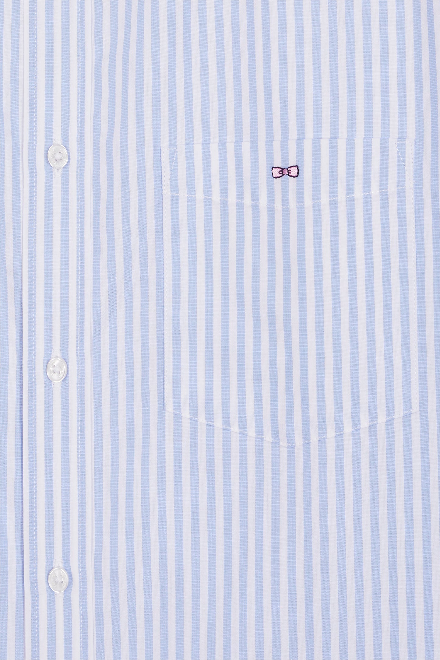 Chemise en popeline de coton rayée ciel et blanche coupe slim