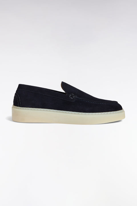 Mocassins en cuir suédé marine à semelles épaisses - Image 1