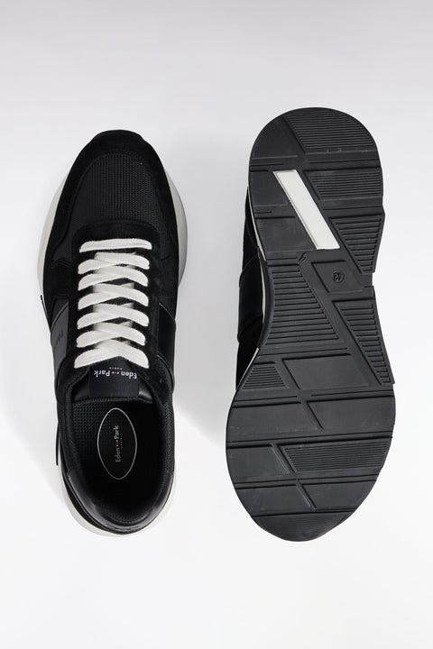 Sneakers multimatières en cuir noir - Image 2