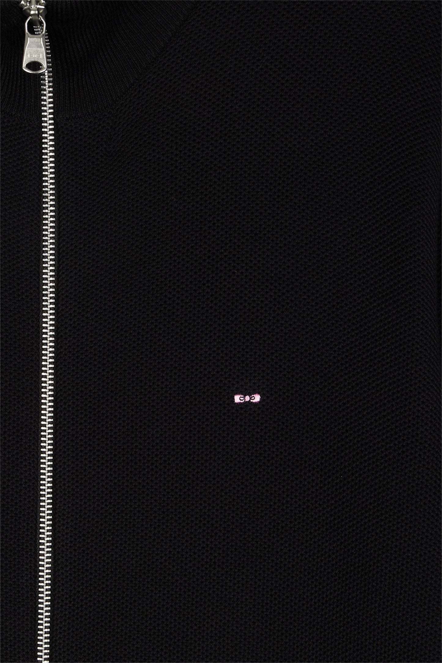 Cardigan en coton nid d'abeille noir coupe droite