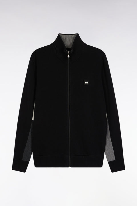 Cardigan en coton noir à intérieur de manches contrasté - Image 2